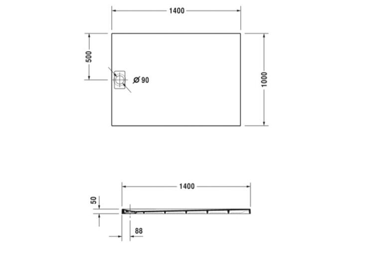 Душевой поддон Duravit Stonetto 1400x1000x50 мм антрацит 720170680000000