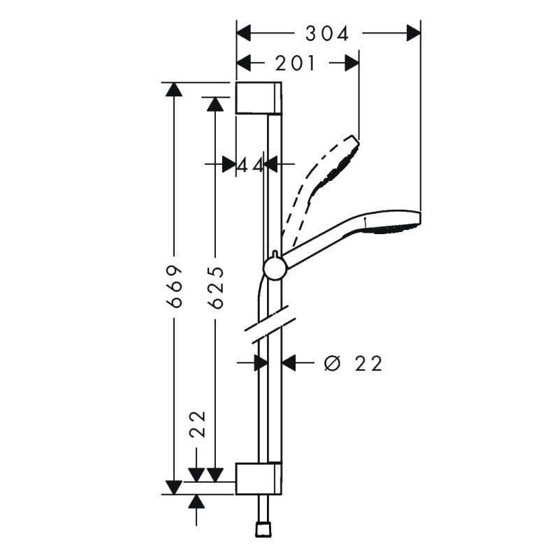 Душевой гарнитур Hansgrohe Croma Select S Vario со штангой 65 см белый/хром 26562400