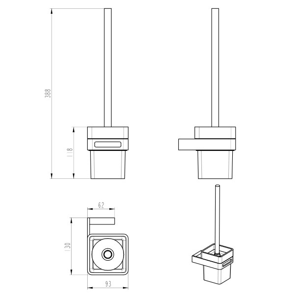 Ершик для унитаза Boheme Q подвесной золото/черный 10954-G-B