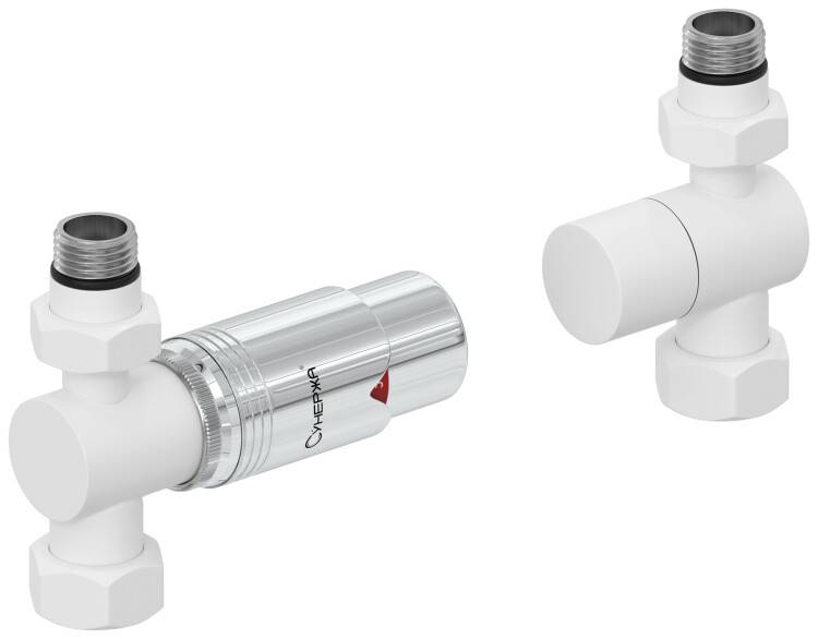 Терморегулятор автоматический Сунержа прямой G 1/2 x G 3/4 белый матовый/хром 3014206203