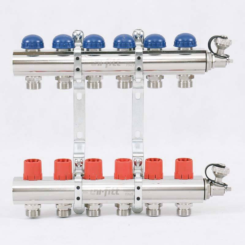 Коллекторная группа с балансировочными и термостатическими вентилями UNI-FITT 1x3/4 EK 6 выходов 441E4306