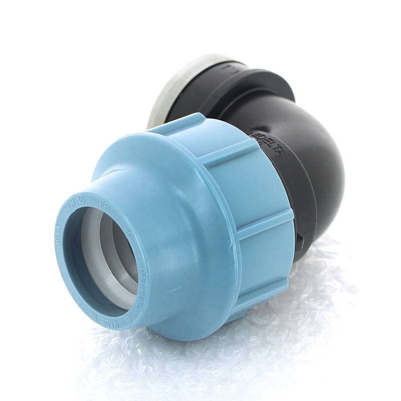 Угольник обжимной Unidelta Deltone 40х1 1/4 внутренняя резьба для ПНД труб 1009040005