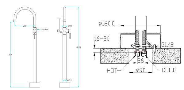 Смеситель для ванны Boheme Uno напольный с душем хром 469-CR
