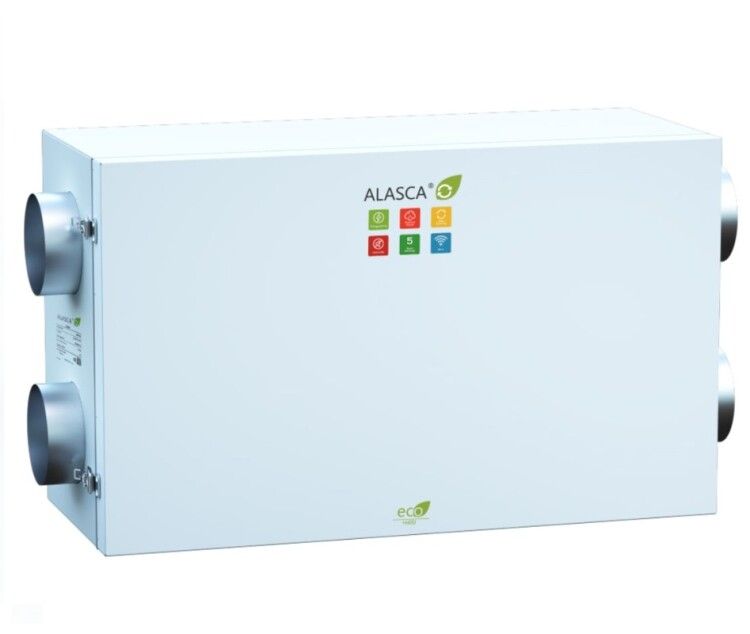 ECO H500EC W Pro, Вентиляционная установка Alasca ECO приточно-вытяжная с энтальпийным пластинчатым рекуператором   смес. узел, заслонки, датчики