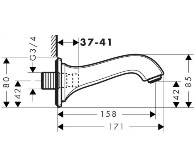 Излив настенный Hansgrohe Metropol Classic 159 мм хром 13425000
