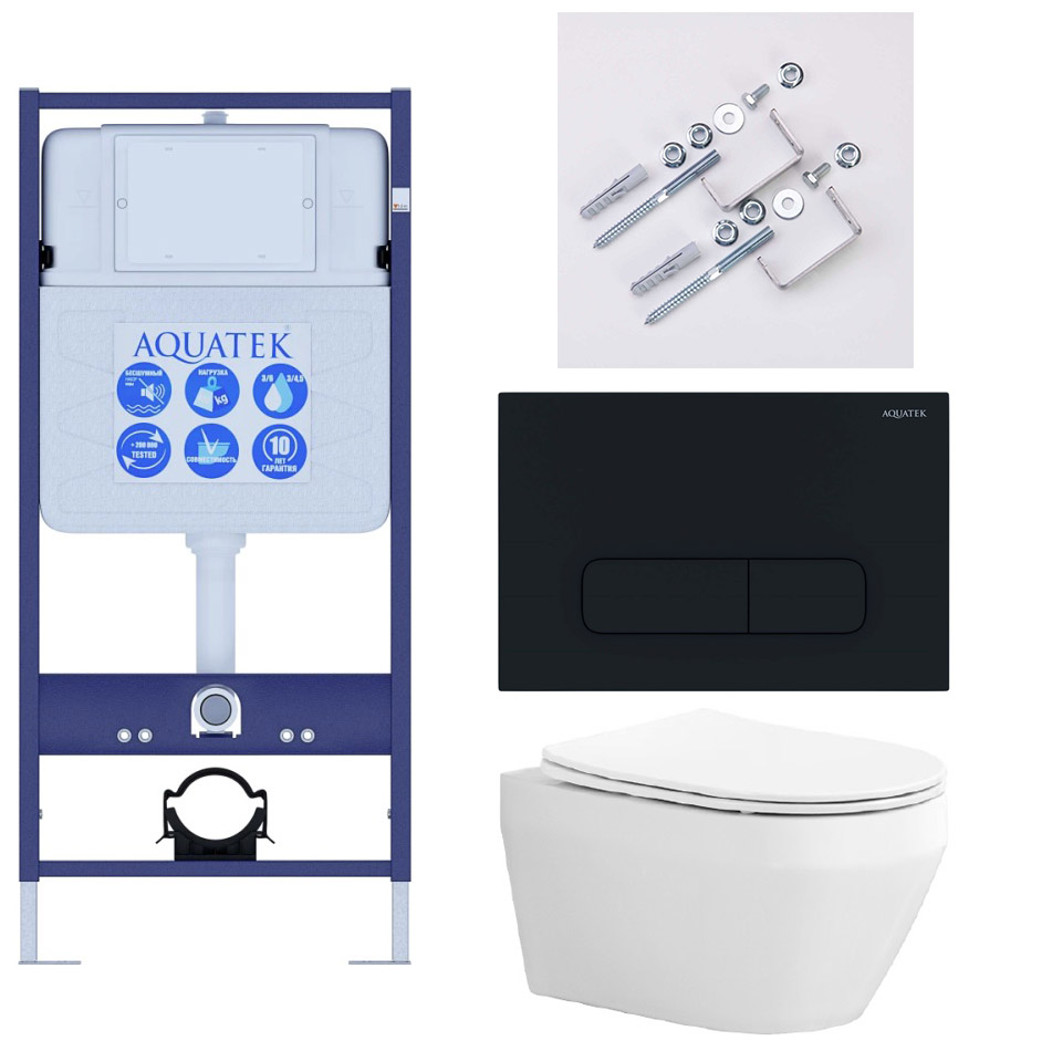 Комплект инсталляции с унитазом 4 в 1 AQUATEK ЛЕЯ Т-017 Tornado ЛЕЯ Т-017
