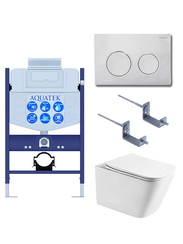 Комплект инсталляции 4 в 1 Aquatek Либра T-TDI002 рама Standard INS-0000018 и унитаз AQ1505T-00 T-TDI002