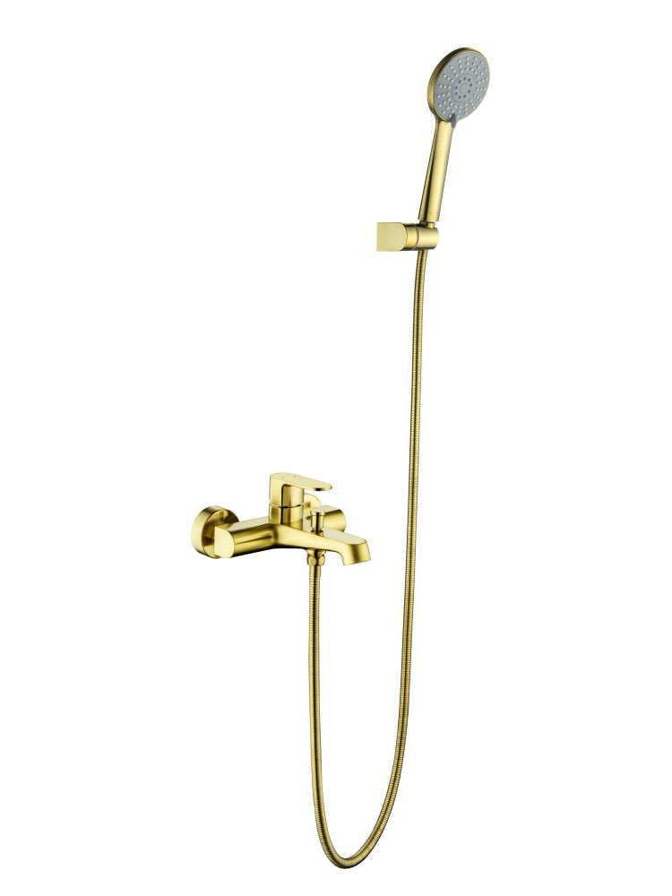 Смеситель для ванны Aquanet Oberon с душевым набором 3jet шлифованное золото AQ1249BG