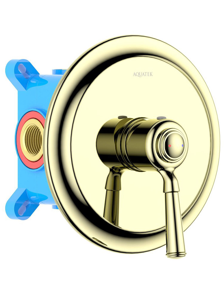 Смеситель для душа Aquanet Классик встраиваемый 1 режим (внешняя и скрытая часть) полированное золото AQ1566PG