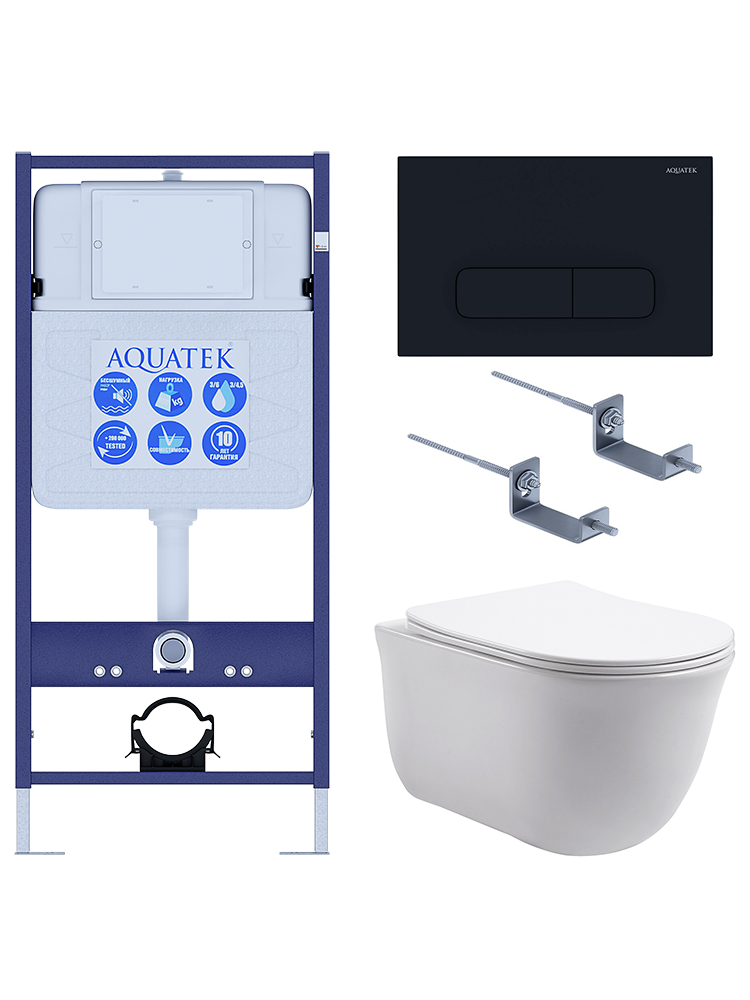 Комплект 4 в 1 инсталляция AQUATEK Standard INS-0000012 клавиша KDI-0000017 унитаз КЛАССИК AQ1111-00 КЛАССИК-017 4в1
