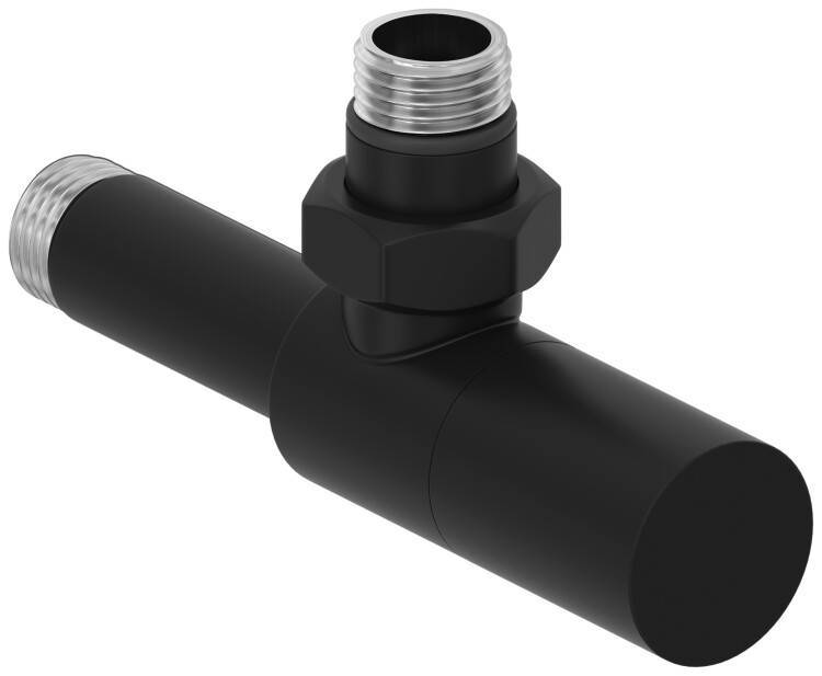 Вентиль для полотенцесушителя Сунержа Цилиндр угловой G 1/2 НР х G 1/2 НР черный матовый 3114001212