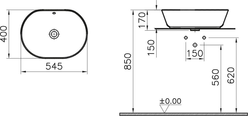 Раковина-чаша VitrA Geo 55 см белая 7427B003-0012