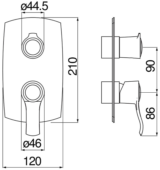 Смеситель для ванны Webert SOFI (внешняя часть) золото WE81102/SIGDP