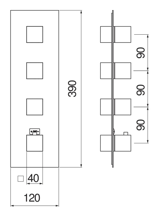Термостатический смеситель для ванны Webert Seven 4 выхода внешняя часть WE00104/QCR