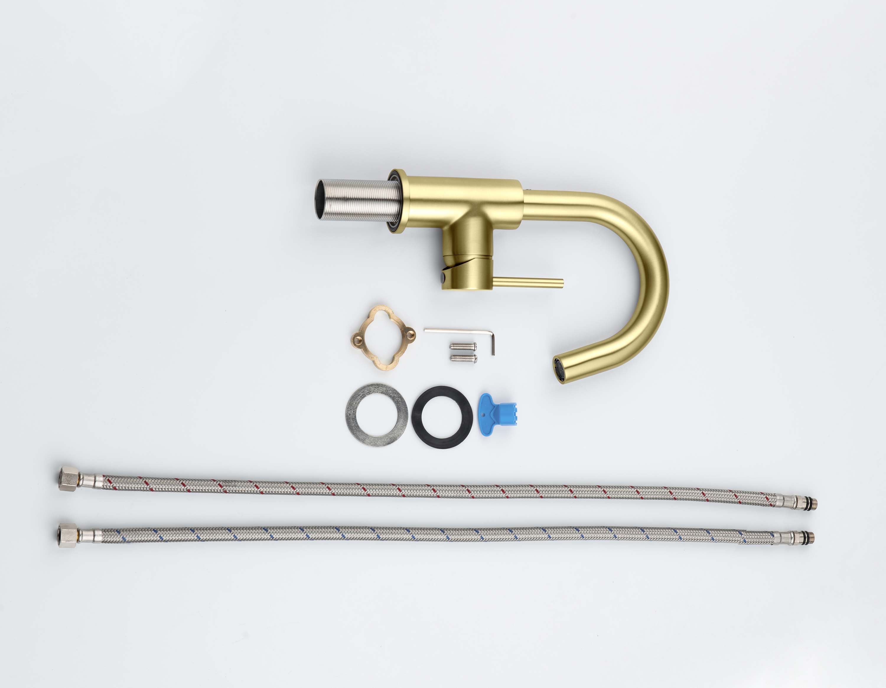 Смеситель для раковины Aquanet Europa без донного клапана шлифованное золото AQ1307BG