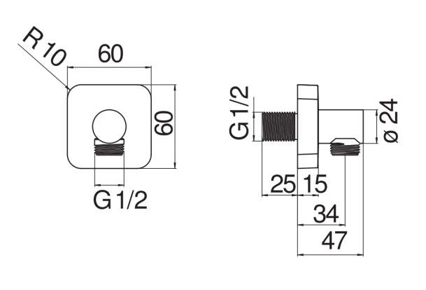 Шланговое подсоединение Paffoni хром AD150/14CR