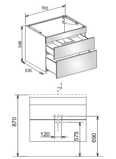 Тумба под раковину KEUCO Edition 400 700x535x546 мм трюфель 31541370000