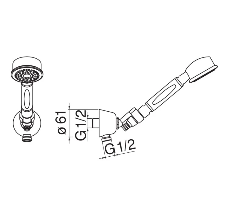 Душевой набор с шланговым подсоединением Nobili AD143/7FLP черный глянцевый