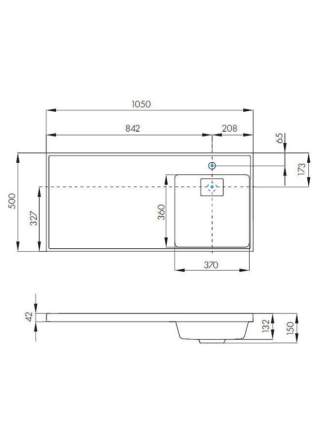 Раковина Aquaton Лондри 105 белая правая 1A72223KLH010