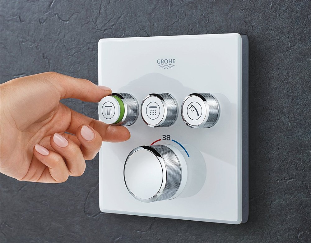 Термостат для душа GROHE Grohtherm SmartControl внешняя часть на 3 выхода белая луна 29157LS0
