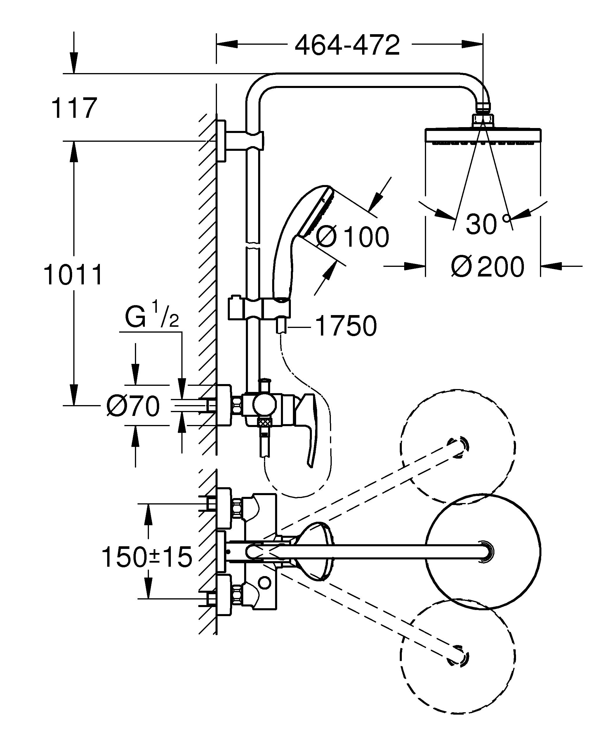 Душевая система GROHE Tempesta 200 хром 26244001
