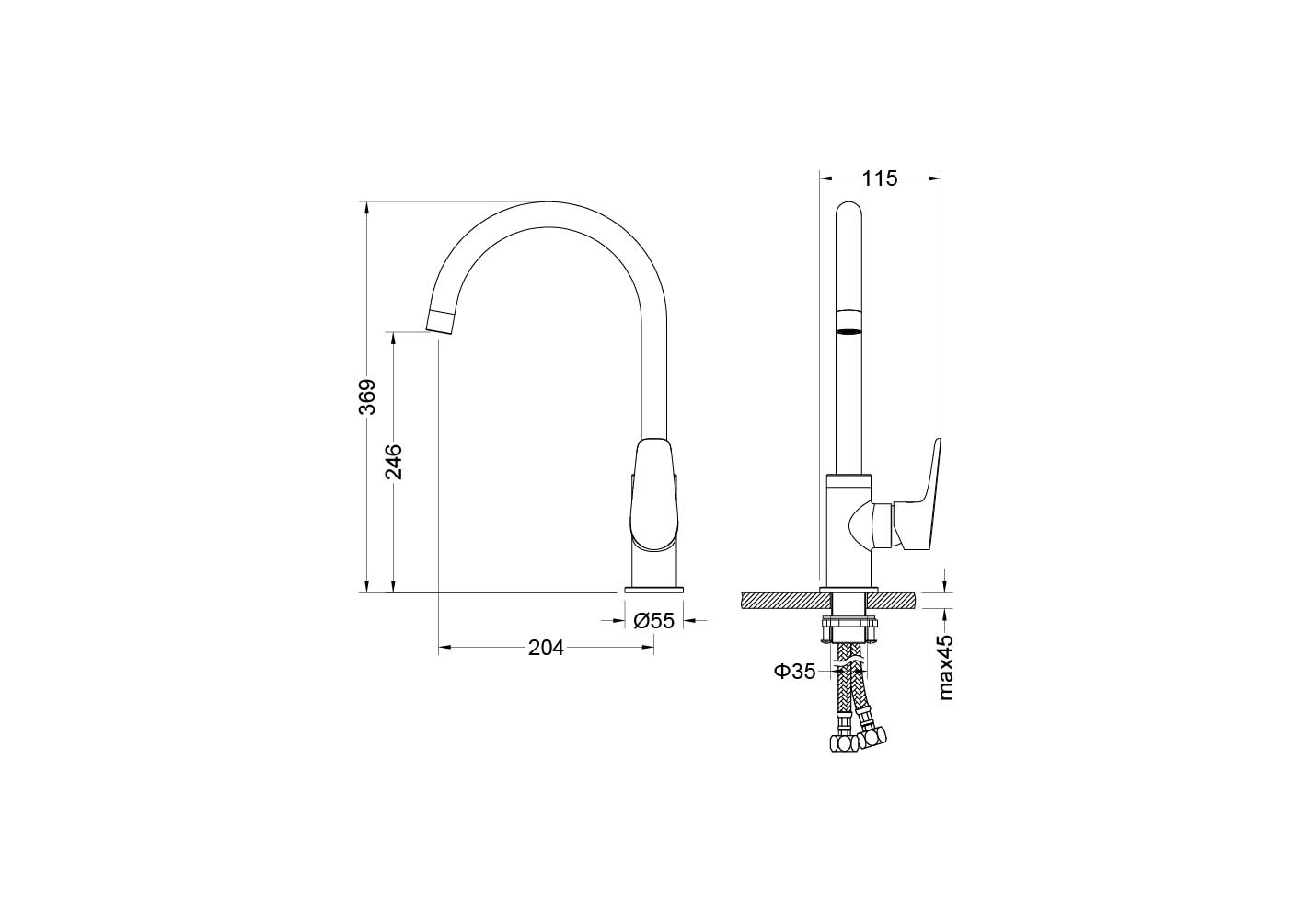 Смеситель для кухни Aquanet Betta оружейная сталь AQ1182BGM