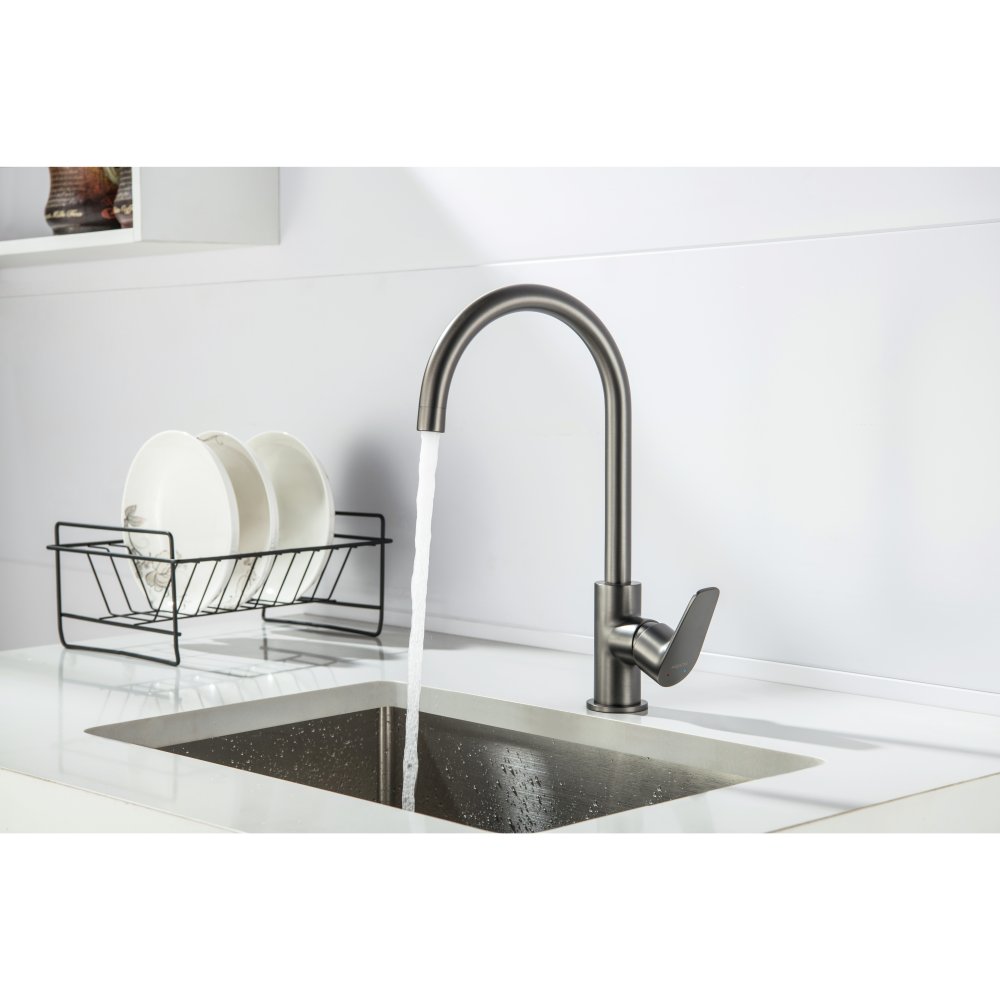 Смеситель для кухни Aquanet Betta оружейная сталь AQ1182BGM