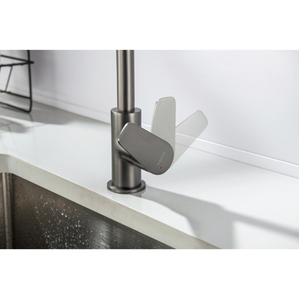 Смеситель для кухни Aquanet Betta оружейная сталь AQ1182BGM