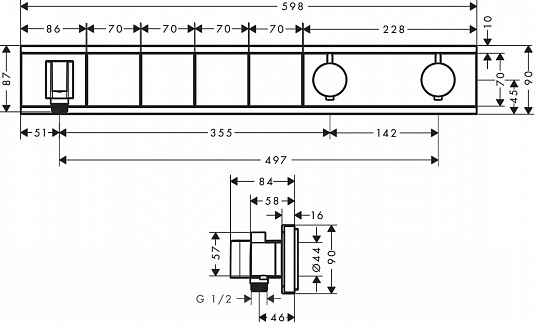 Комплект термостатического смесителя для душа Hansgrohe RainSelect 15357000/15312180 15357000S