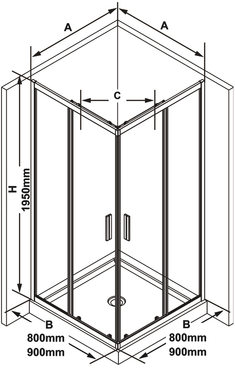 Душевой уголок квадратный RAVAK Blix Slim BLSRV2-90 блестящий Transparent X1LM70C00Z1