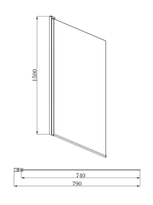 Шторка на ванну Aquanet Delta SBA 08015GM 800x1500 мм поворотная оружейная сталь AQ DEL SBA 08015GM