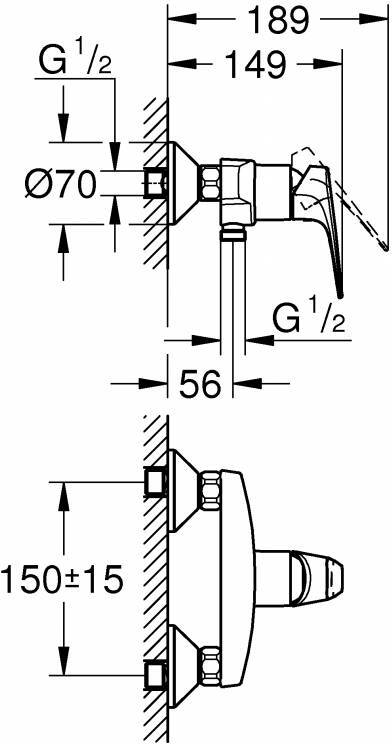 Смеситель для душа GROHE BauFlow хром 23632000