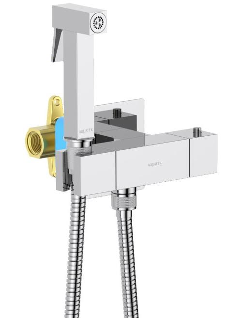 Комплект для гигиенического душа термостатический встроенный Aquanet Libra смеситель, лейка, шланг, хром AQ1028CR