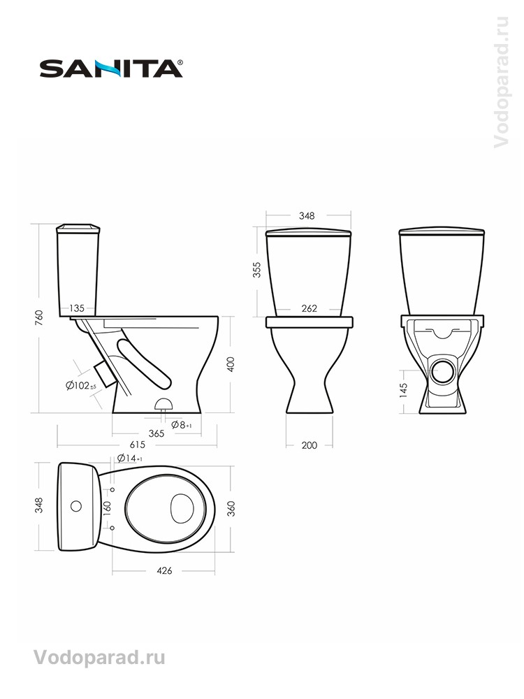 Унитаз-компакт Sanita Luxe Идеал Стандарт S1 белый WC.CC/Ideal/1-P/WHT.G/S1