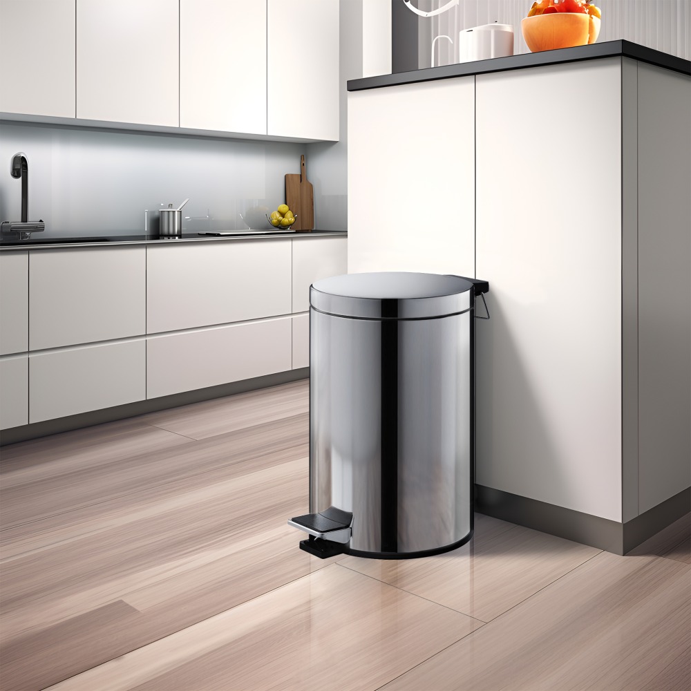 Корзина для мусора с педалью Aquatek 8 л полированный хром AQ4992CR