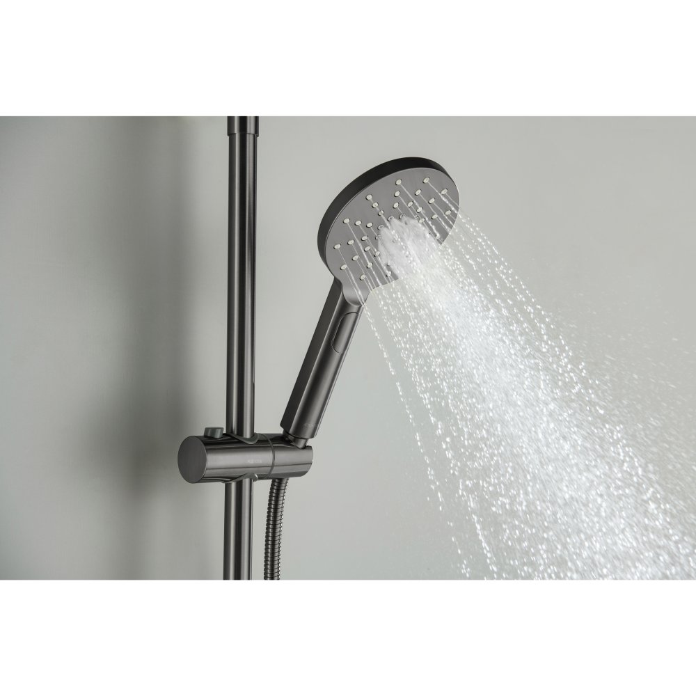 Душевая система с термостатом Aquatek Европа 220 мм оружейная сталь AQ2343BGM