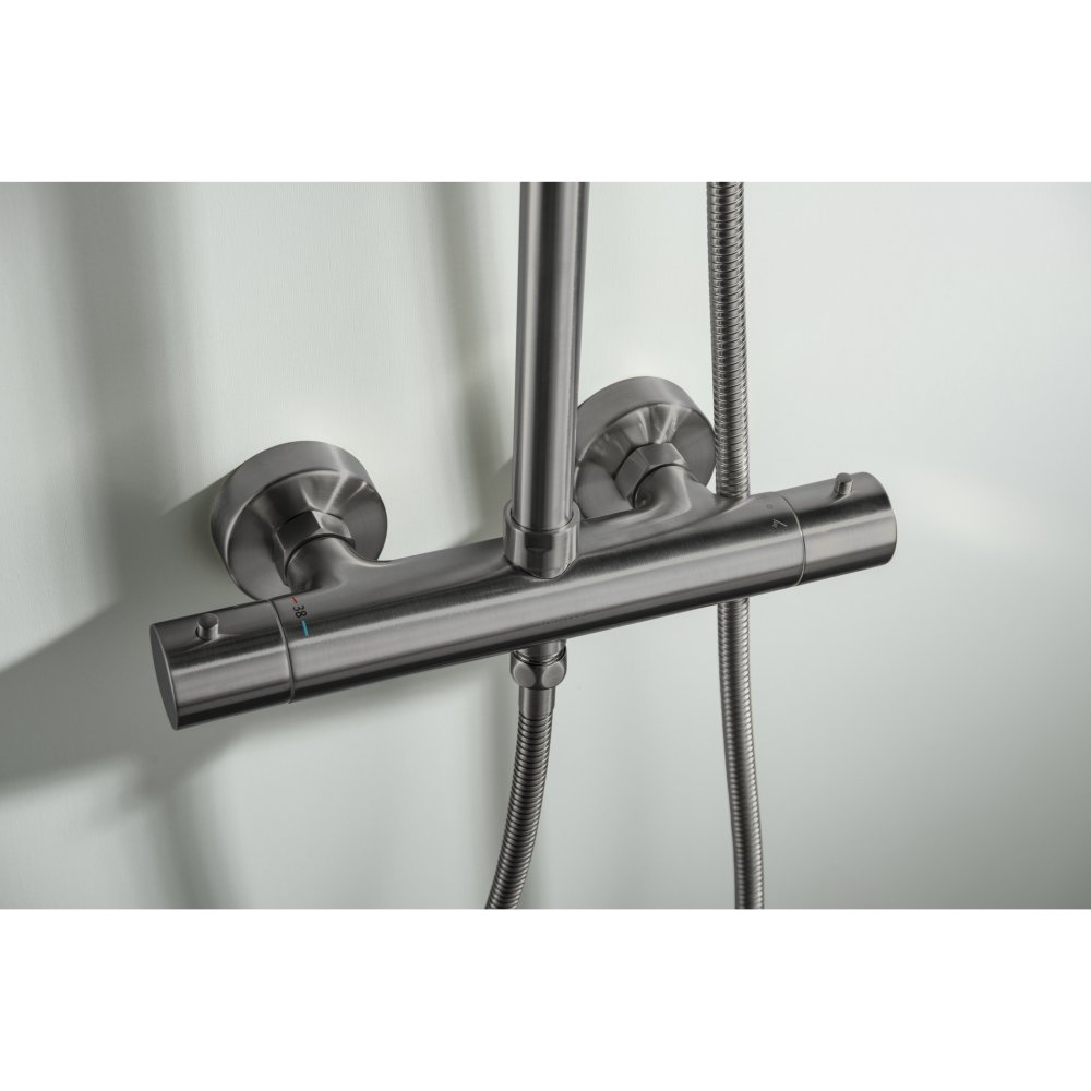 Душевая система с термостатом Aquatek Европа 220 мм оружейная сталь AQ2343BGM