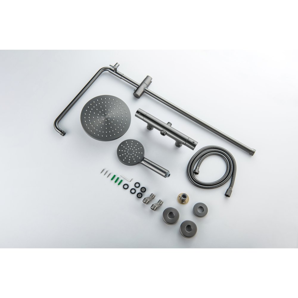 Душевая система с термостатом Aquatek Европа 220 мм оружейная сталь AQ2343BGM