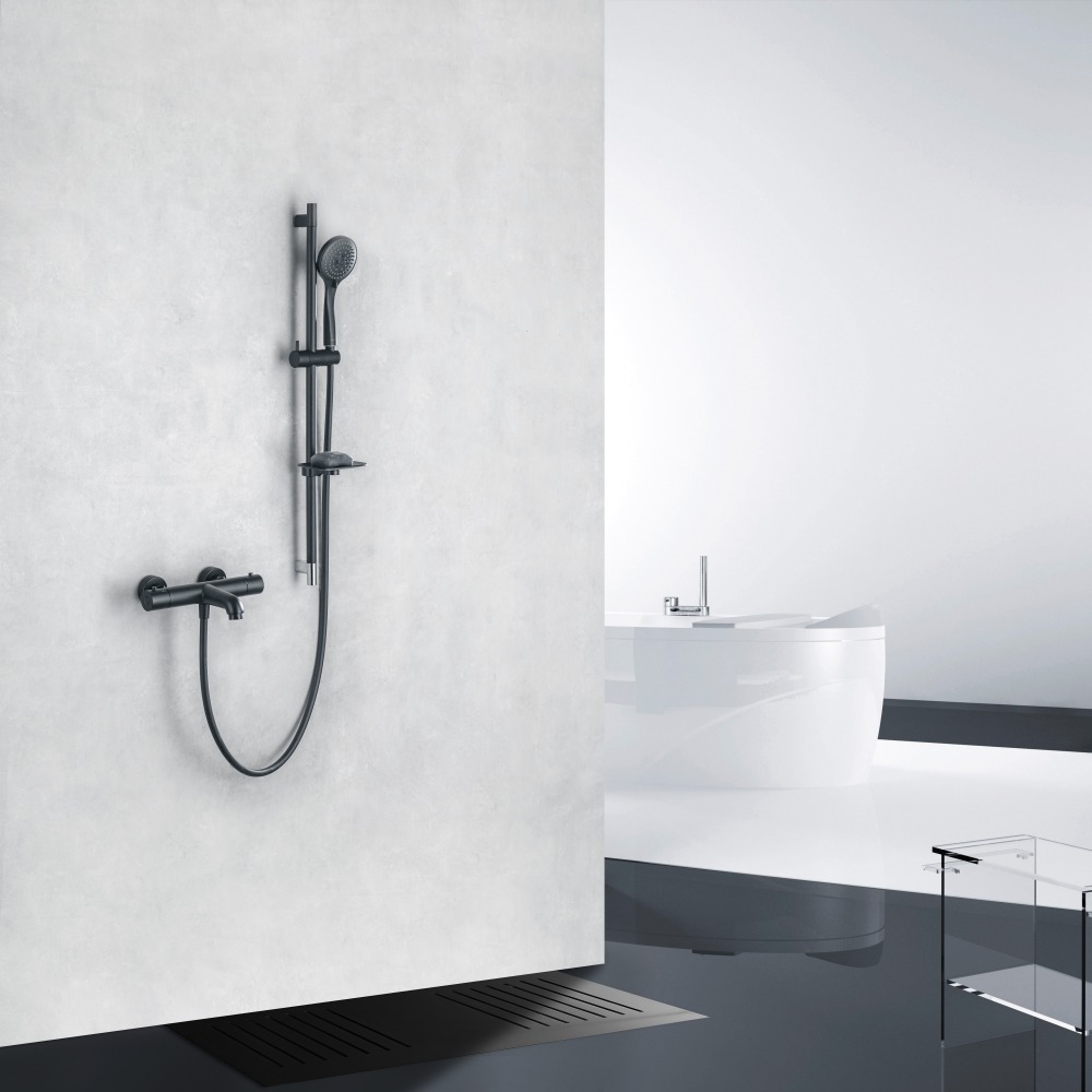 Смеситель для ванны термостатический Aquanet Vega матовый черный AQ1043MB