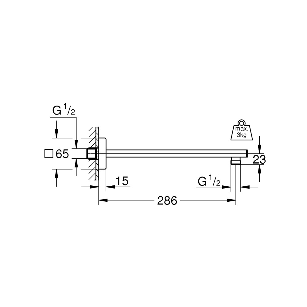 Кронштейн для душа GROHE Rainshower 282 мм хром 27709000