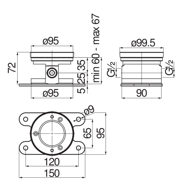 Скрытая часть напольного смесителя Webert WE77250