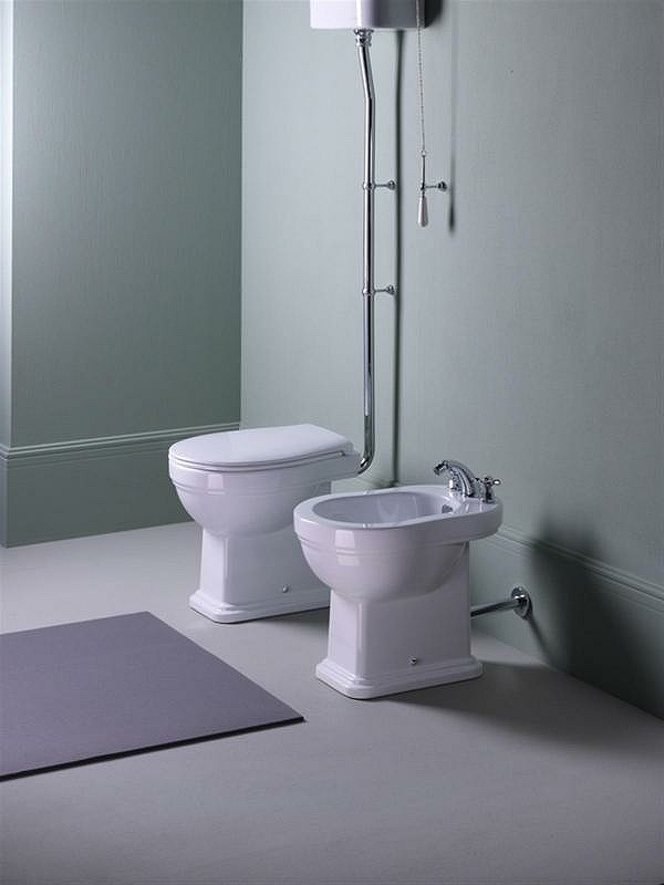 Комплект унитаза Kerasan Classic приставной с высоким бачком хром сиденье орех 871111/878011/BOCR/MS87NC