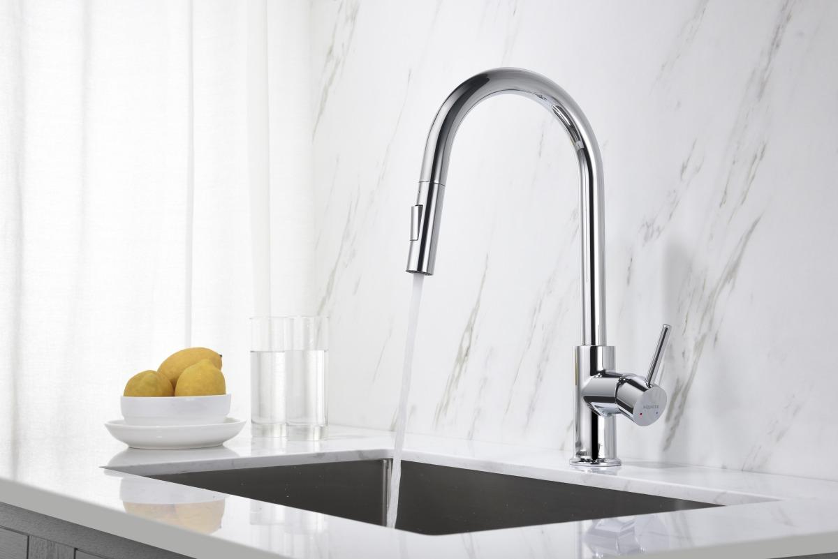 Смеситель для кухни Aquanet Европа с вытяжным изливом 2 jet хром AQ1384CR