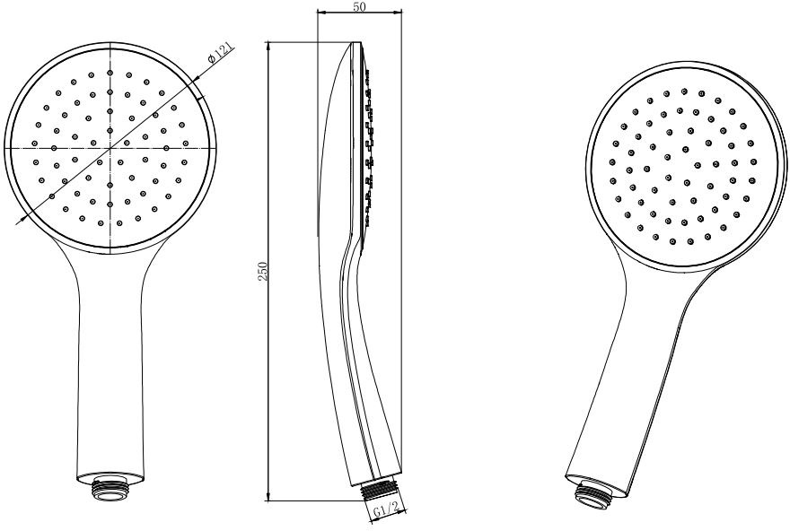 Ручной душ Aquatek Вега 1 режим матовый черный AQ2001MB