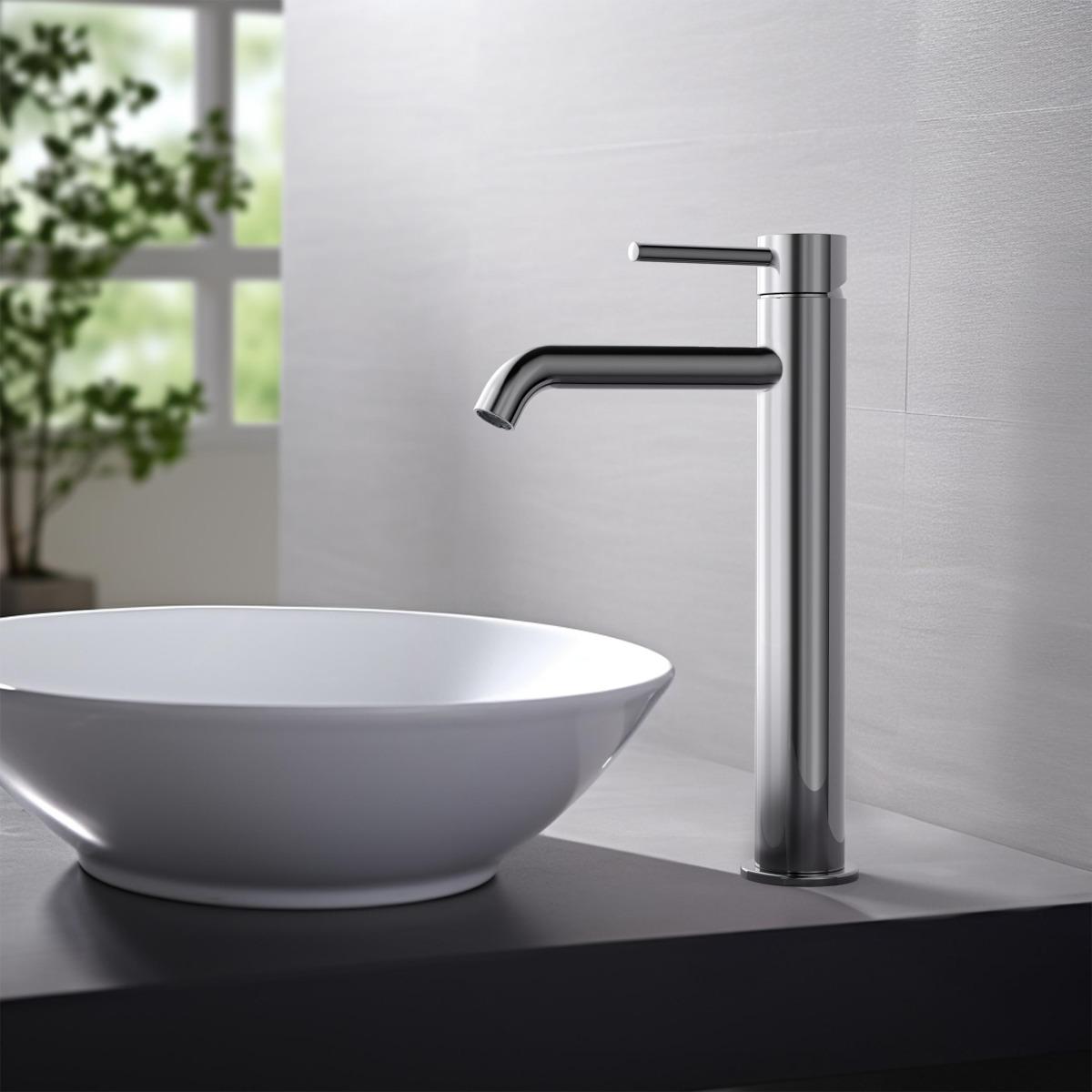 Смеситель для раковины высокий Aquanet Europa 215 мм без донного клапана хром AQ1304CR