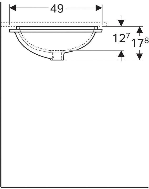 Раковина под столешницу Geberit VariForm прямоугольная 50х40 см с переливом 500.764.01.2