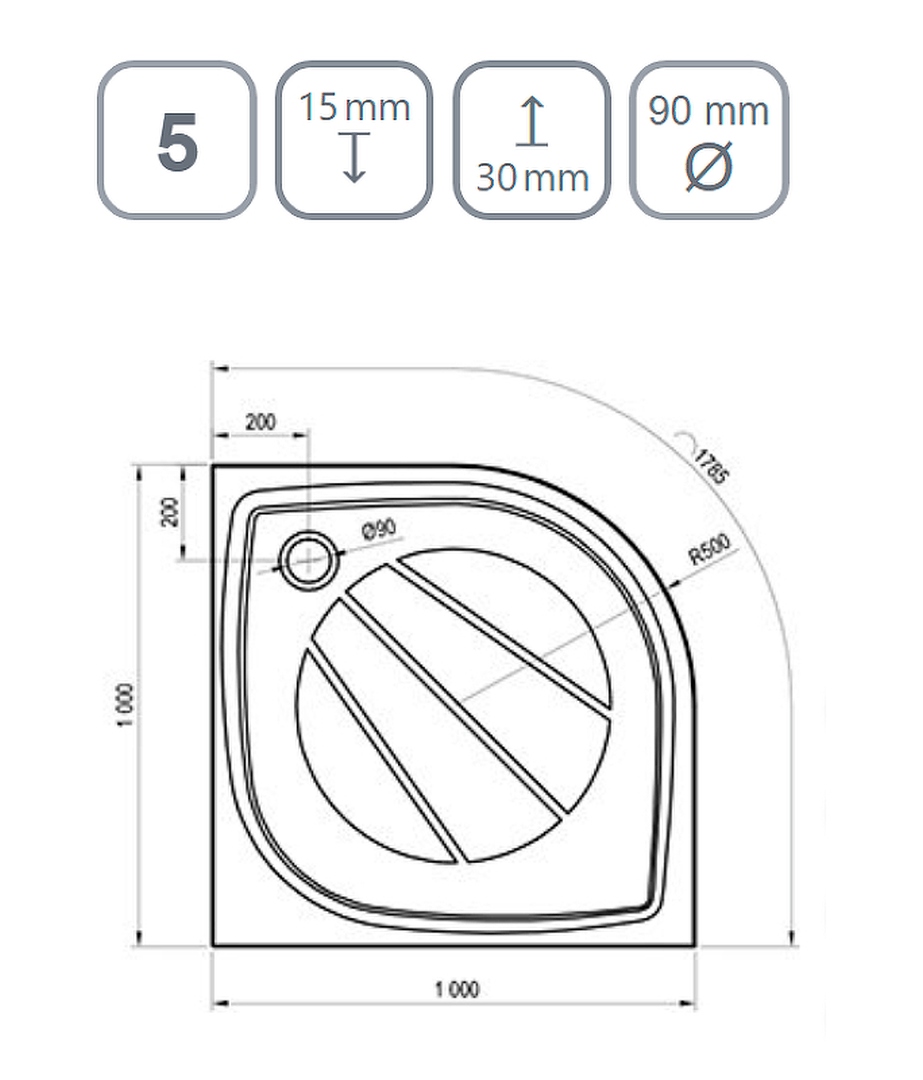 Поддон душевой RAVAK Elipso Pro 100 черный матовый XA23AA01010BM