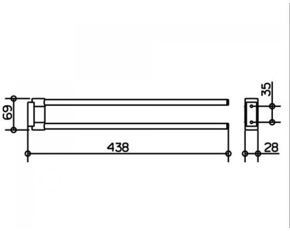 Полотенцедержатель KEUCO PLAN двойной поворотный 439 мм хром 14918010000