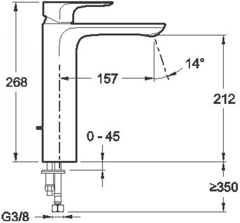 Смеситель для раковины Jacob Delafon Aleo высокий без донного клапана E72299-4-CP