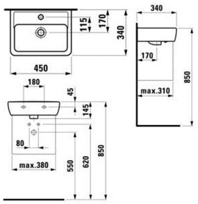 Мини-раковина Laufen Pro A 450x340 мм 8.1195.1.000.104.1